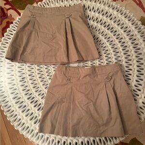 Girls' Neutral Tan Pleated uniform skirt bundle. Price is for both!